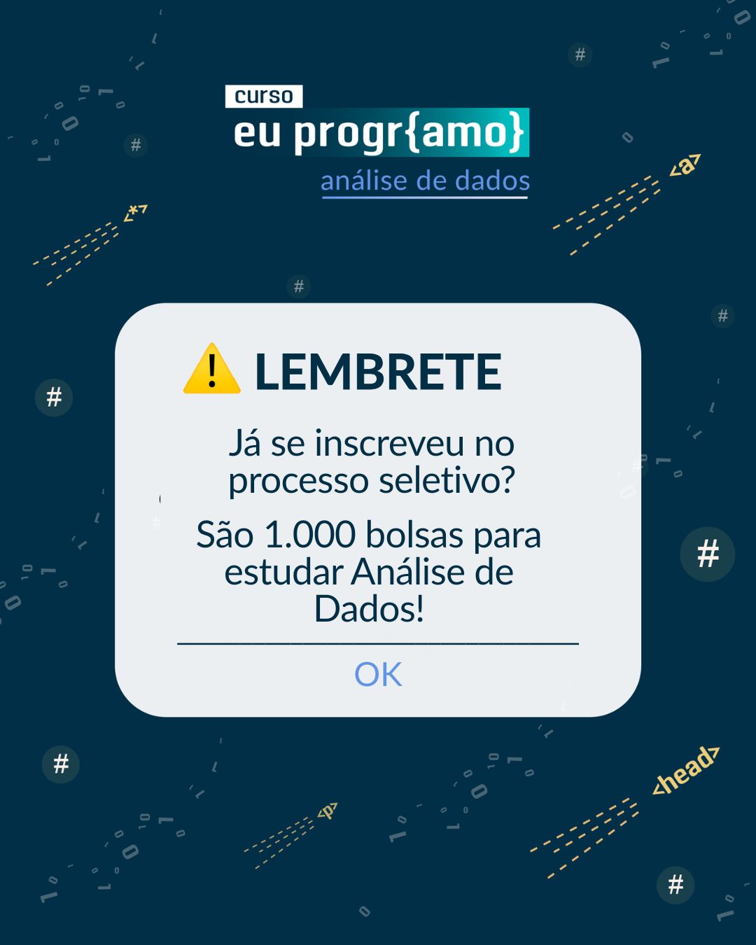Curso: 1.000 bolsas de estudo para o curso de Análise de Dados